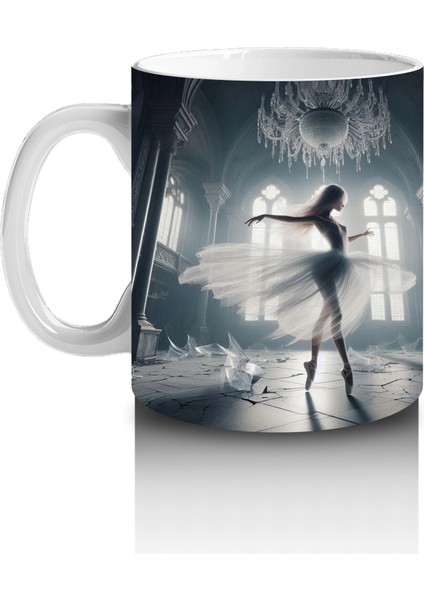 Gri Tonlarda Sisli Iskelet Portresi Figürlü Gotik Baskılı Kupa fiyatları