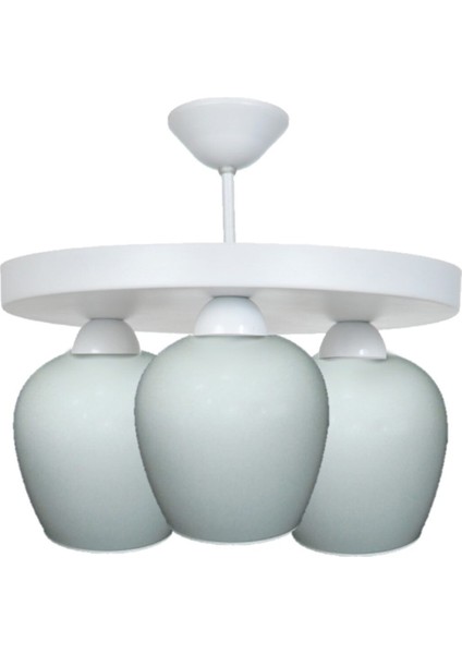 Modern Beyaz 3'lü Camlı Plofonter Avize, Şık ve Zarif Tasarım