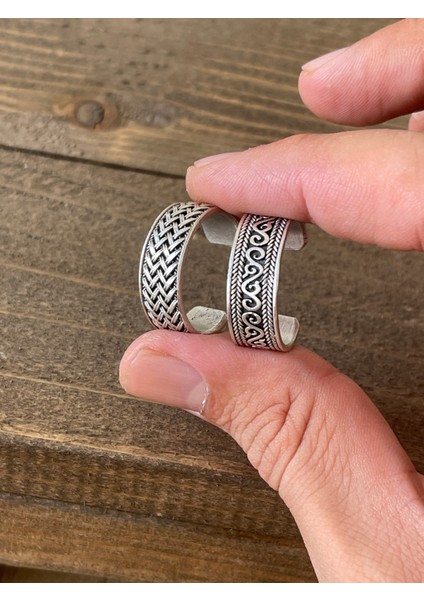 Ayarlanabilir Ölçü 925 Ayar Gümüş Kaplama Işçilikli 2li Yüzük Set fiyatları