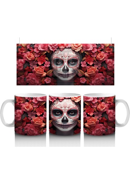 Kalp Motifli Gül Çerçevesi Içinde Ruh – Hediyelik Kahve Kupası