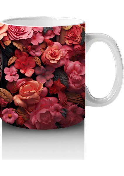 Kalp Motifli Gül Çerçevesi Içinde Ruh – Hediyelik Kahve Kupası fırsatları