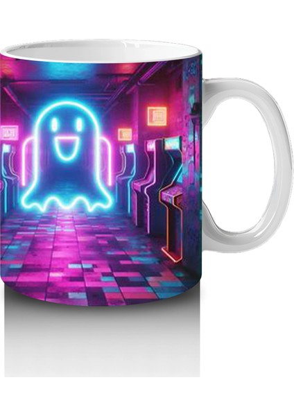 Neon Işıklı Gotik Şato Girişi Figürlü Renkli Cadılar Bayramı Baskılı Kupa Bardak fırsatları