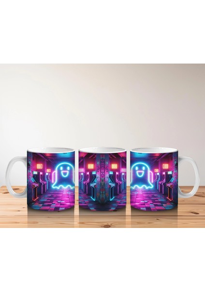 Neon Işıklı Gotik Şato Girişi Figürlü Renkli Cadılar Bayramı Baskılı Kupa Bardak indirimleri