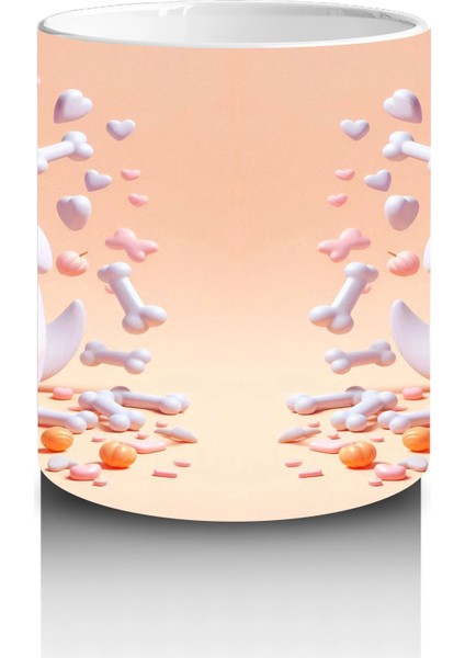 Pamuk Şeker Desenli Sevimli Cadı Figürlü Renkli Cadılar Bayramı Baskılı Kupa Bardak modelleri