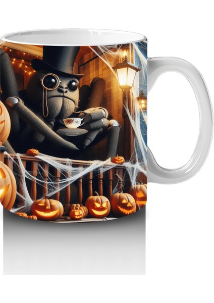 Karanlıkta Balkabağı ve Baykuş Figürlü Gotik Cadılar Bayramı Baskılı Kupa Bardak fırsatları