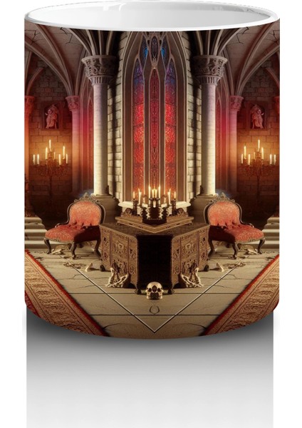 Minimal Tarzda Cadı Şapkası ve Mum Işığı Figürlü Cadılar Bayramı Baskılı Kupa modelleri