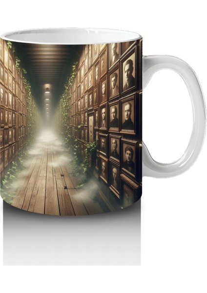 Loş Işıklı Gotik Koridorda Mum Işığı Temalı Cadılar Bayramı Baskılı Kupa fırsatları