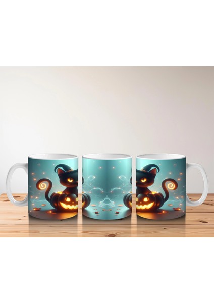 Ikiz Cadı Figürleri ve Balkabaklarıyla Gotik Cadılar Bayramı Baskılı Kupa Bardak indirimleri