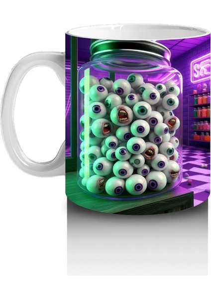 Neon Işıklarla Süslenmiş Parti Cadısı Temalı Renkli Cadılar Bayramı Baskılı Kupa fiyatları