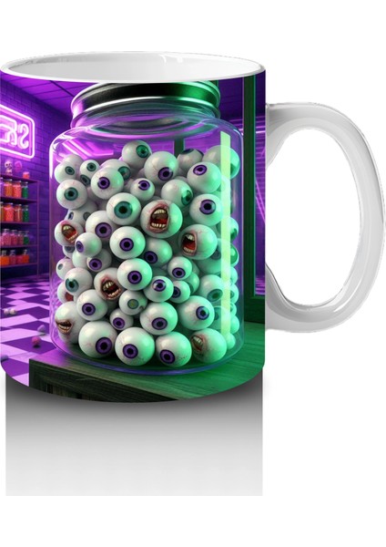 Neon Işıklarla Süslenmiş Parti Cadısı Temalı Renkli Cadılar Bayramı Baskılı Kupa fırsatları