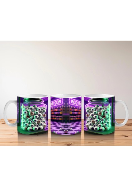 Neon Işıklarla Süslenmiş Parti Cadısı Temalı Renkli Cadılar Bayramı Baskılı Kupa indirimleri