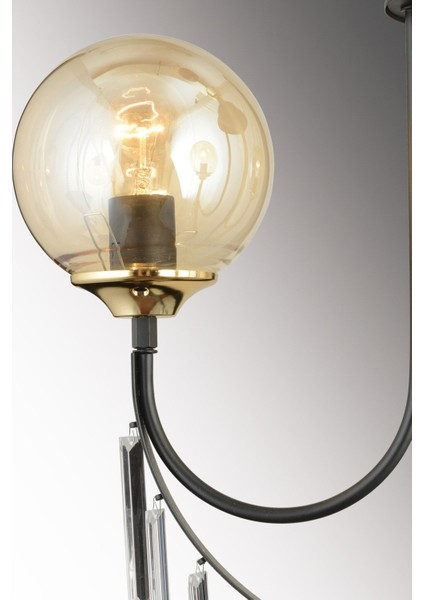 Siyah Irmak 4'lü Bal Glop Camlı Lüks Yukarı Bakan Kristal Avize indirimleri