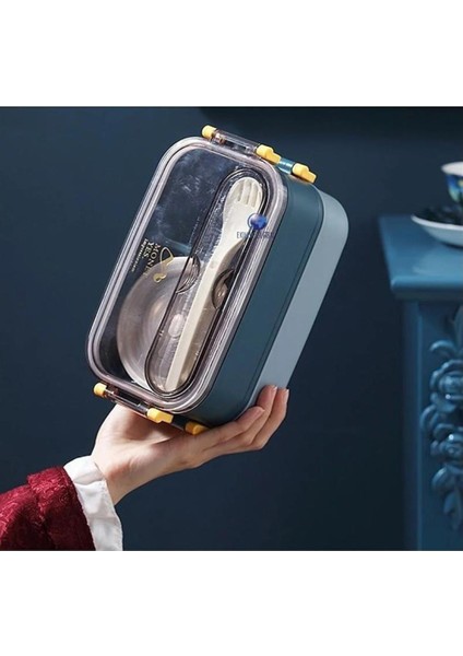 Çift Kat Paslanmaz Yemek Kabı Saklama Kabı Gıda Kabı 1500 ml Mavi XC-465