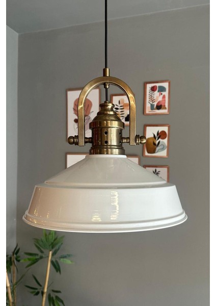 Beyaz Tekli Avize, Eskitme Tasarım, Retro Sarkıt, Restoran ve Salon Aydınlatma