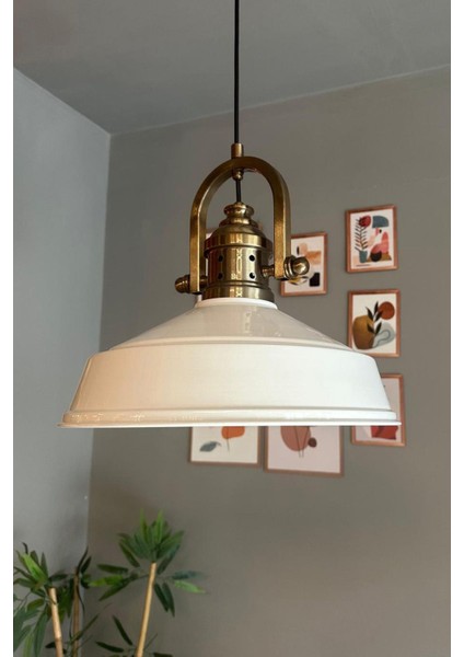 Beyaz Tekli Avize, Eskitme Tasarım, Retro Sarkıt, Restoran ve Salon Aydınlatma