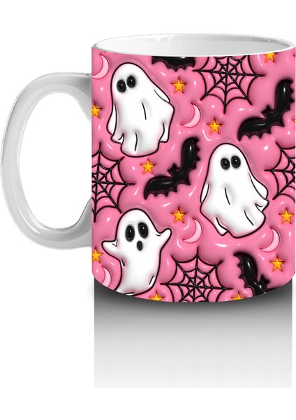 Pembe Zemin Üzerinde Maskeli Hayalet Deseni – Hediyelik Kahve Kupası fiyatları