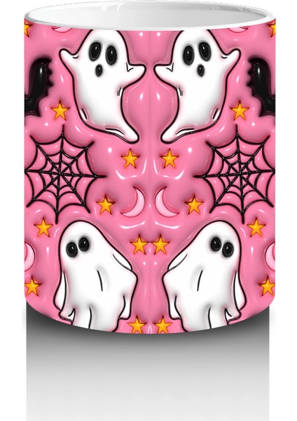 Pembe Zemin Üzerinde Maskeli Hayalet Deseni – Hediyelik Kahve Kupası modelleri