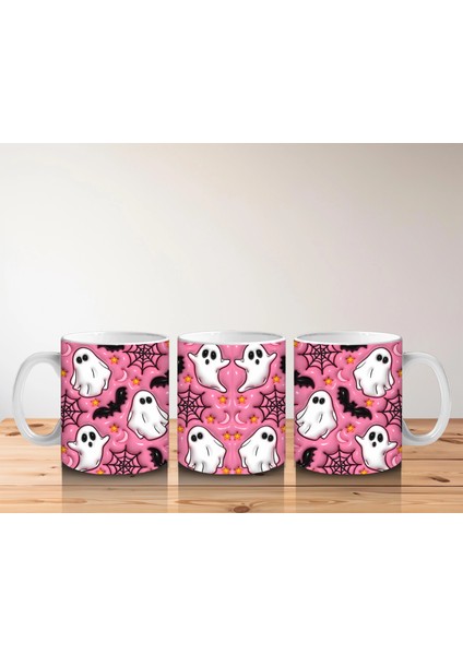 Pembe Zemin Üzerinde Maskeli Hayalet Deseni – Hediyelik Kahve Kupası indirimleri