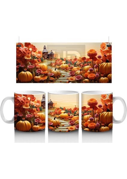 Cadılar Bayramı Kasabasında Gün Batımı – Hediyelik Kahve Kupası