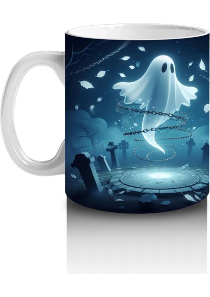 Uçan Hayalet Figürlü Karanlık Gökyüzü Temalı Baskılı Kupa Bardak fiyatları