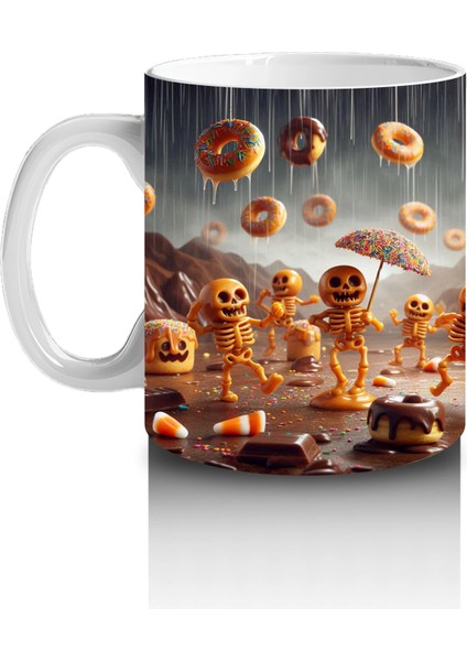 Parlayan Balkabakları Desenli Gotik Cadılar Bayramı Baskılı Kupa fiyatları