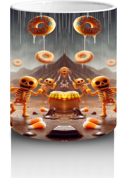 Parlayan Balkabakları Desenli Gotik Cadılar Bayramı Baskılı Kupa modelleri