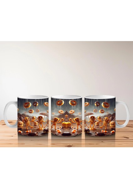 Parlayan Balkabakları Desenli Gotik Cadılar Bayramı Baskılı Kupa indirimleri