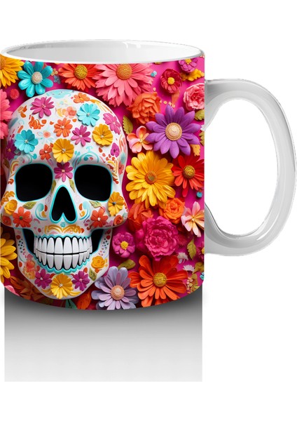 Renkli Şeker Kafalar Deseni – Hediyelik Kahve Kupası fırsatları