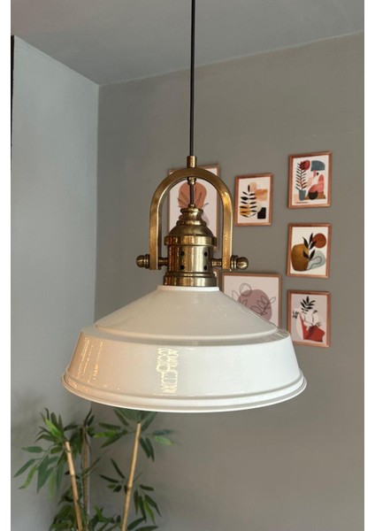 Beyaz Tekli Avize, Eskitme Tasarım, Retro Sarkıt, Restoran ve Salon Aydınlatma