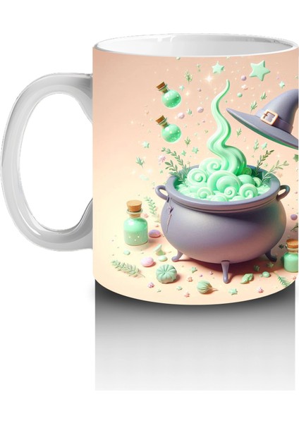 Kaynayan Kazan ve Zehirli Iksir Figürlü Sevimli Cadılar Bayramı Baskılı Kupa Bardak fiyatları