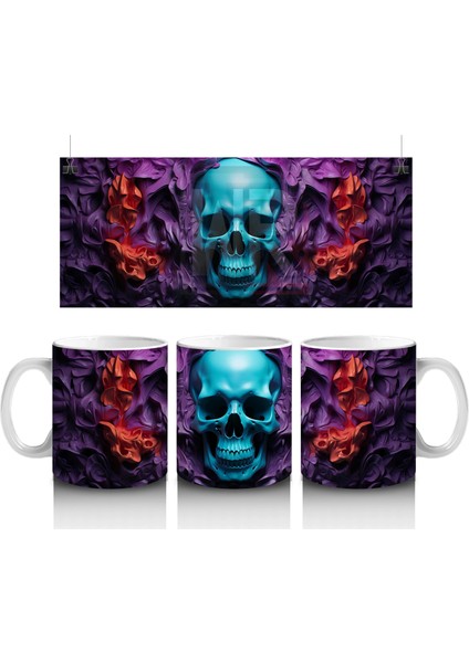 Sisler Arasında Işıltılı Mavi Kafatası – Hediyelik Kahve Kupası