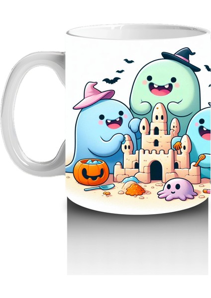 Sevimli Hayaletler ve Şekerlemeler Temalı Renkli Cadılar Bayramı Baskılı Kupa Bardak fiyatları