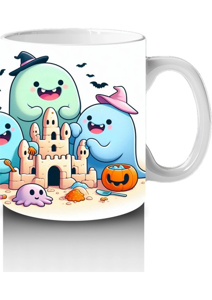 Sevimli Hayaletler ve Şekerlemeler Temalı Renkli Cadılar Bayramı Baskılı Kupa Bardak fırsatları