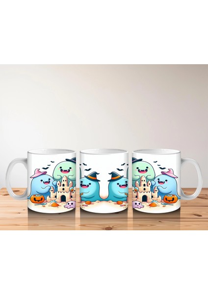 Sevimli Hayaletler ve Şekerlemeler Temalı Renkli Cadılar Bayramı Baskılı Kupa Bardak indirimleri