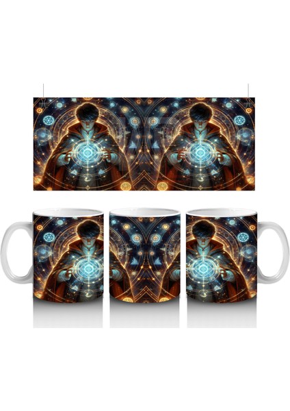 Gotik Tarzda Cam Fanuslu Işıltılı Cadılar Bayramı Baskılı Kupa Bardak