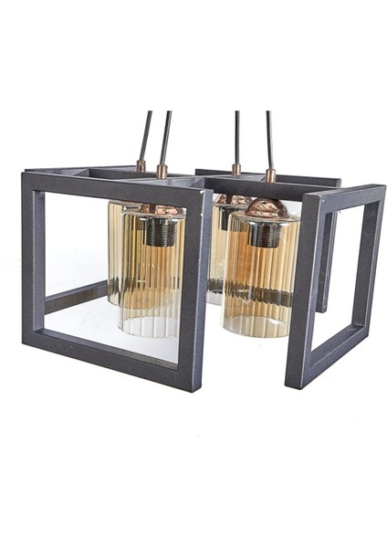 Şık Kare 4'lü Modern Avize, Siyah, Huzurlu ve Şık Aydınlatma Seçeneği