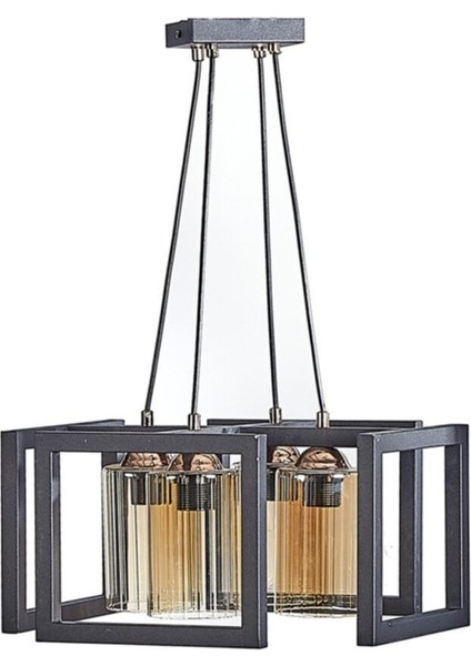 Şık Kare 4'lü Modern Avize, Siyah, Huzurlu ve Şık Aydınlatma Seçeneği fırsatları