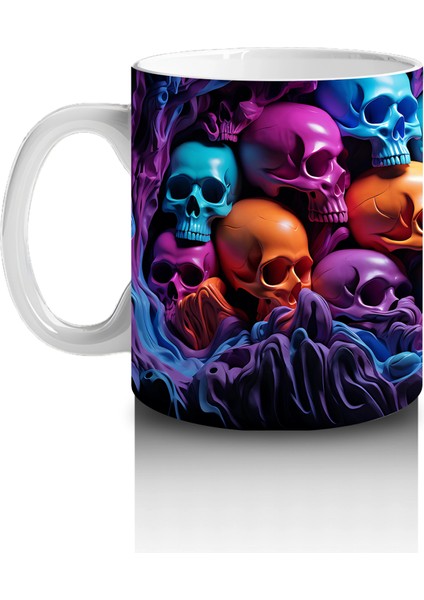 Renkli Kafataslarıyla Dolu Gotik Arka Plan – Hediyelik Kahve Kupası fiyatları