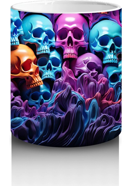 Renkli Kafataslarıyla Dolu Gotik Arka Plan – Hediyelik Kahve Kupası modelleri