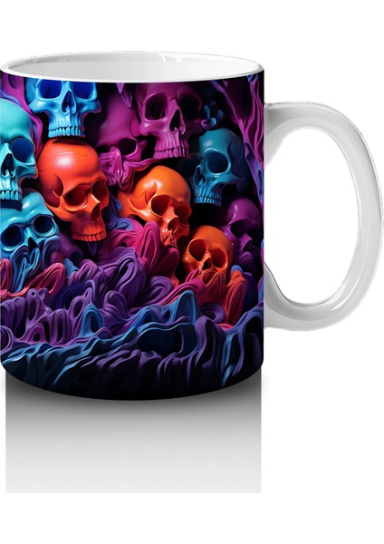 Renkli Kafataslarıyla Dolu Gotik Arka Plan – Hediyelik Kahve Kupası fırsatları