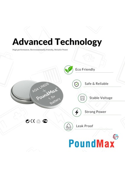 10 Adet Ag4 376 377 SR626 SR626SW LR66 1.5V Poundmax Düğme Pil, Alkalin Saat Pili, Çocuklara Dayanıklı Ambalaj, Küçük Elektronik Cihazlar Için,ölçüm Cihazları ve Hesap Makineleri modelleri