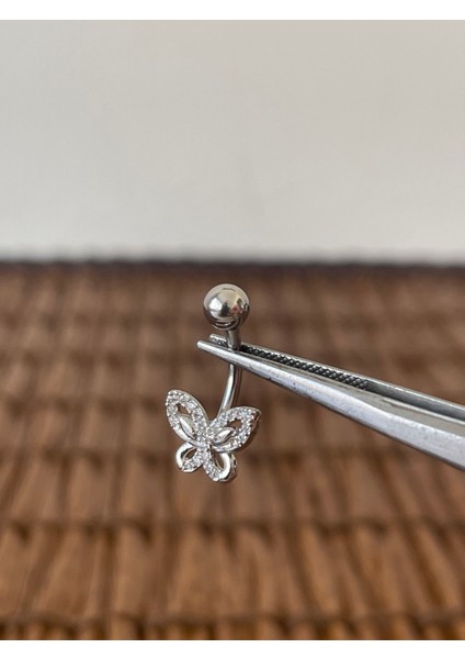 316 L Cerrahi Çelik Zirkon Taşlı Minik Kelebek Göbek Piercingi fiyatları