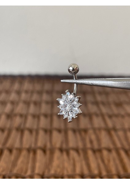 316 L Cerrahi Çelik Parlak Zirkon Taşlı Tasarım Göbek Piercingi fiyatları