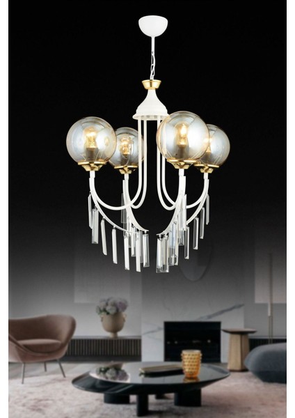 Şık 4'lü Bal Glop Kristal Cam Avize, Lüks ve Yüksek Kalite Dekorasyon Unsuru