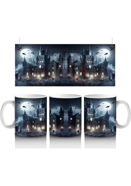 Sisli Ormanda Büyü Ayini Yapan Cadılar Temalı Baskılı Kupa Bardak