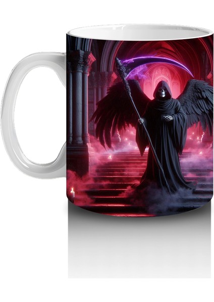 Karanlık Ormanda Kırmızı Işıklarla Aydınlatılmış Vampir Figürlü Cadılar Bayramı Baskılı Kupa Bardak fiyatları