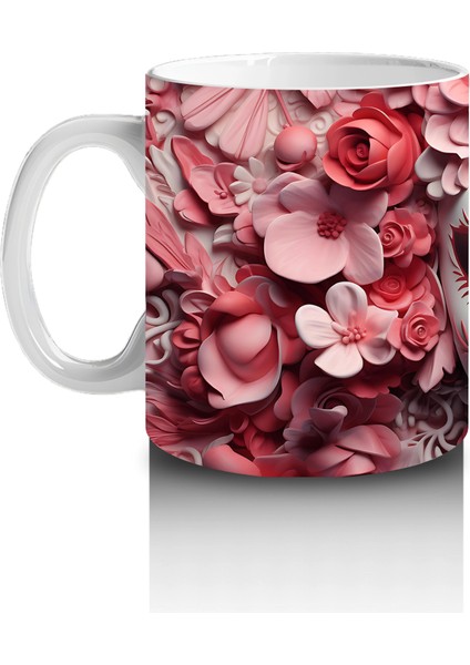Pembe Gül Denizi Üzerine Beyaz Maske – Hediyelik Kahve Kupası fiyatları