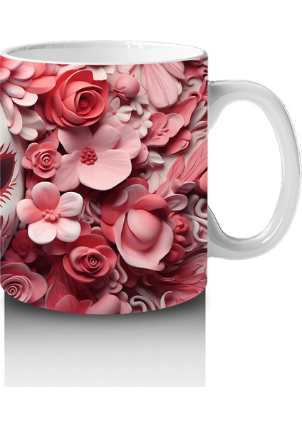 Pembe Gül Denizi Üzerine Beyaz Maske – Hediyelik Kahve Kupası fırsatları