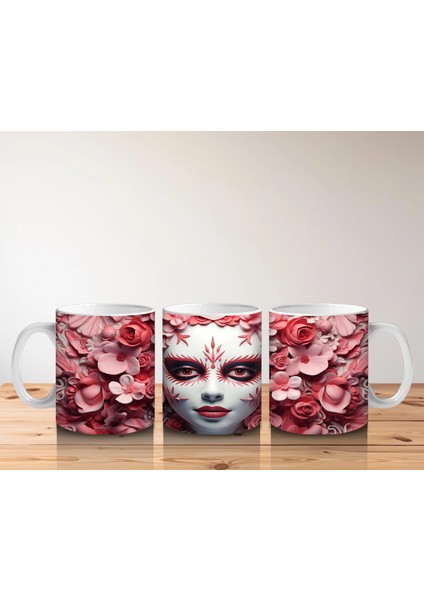 Pembe Gül Denizi Üzerine Beyaz Maske – Hediyelik Kahve Kupası indirimleri