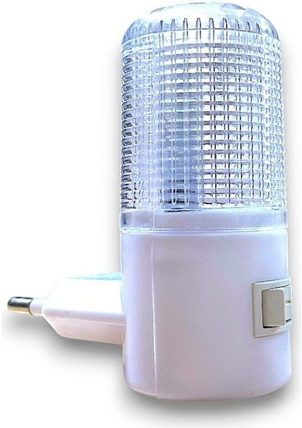 Enerji Tasarruflu Beyaz LED Gece Lambası, Priz Tipi ve Anahtarlı, Şık Tasarım